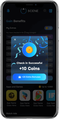 Phone displaying Scene rewards claim