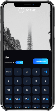 Phone displaying Scene series episode selection